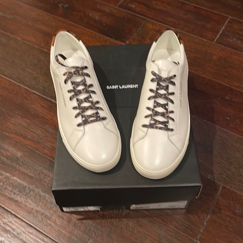 NIB Saint Laurent Leopard Accent Sneakers